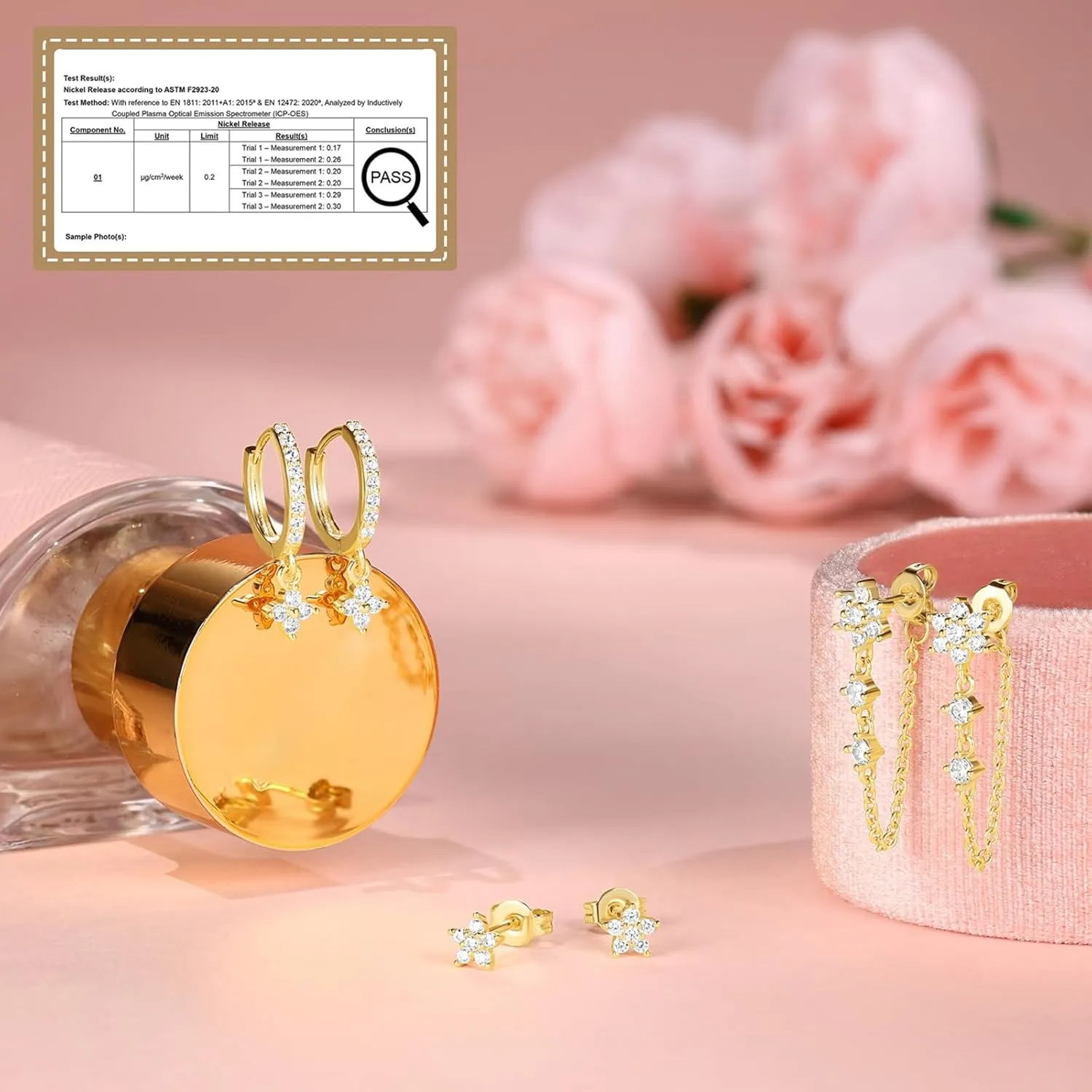 14K Gold Plated Flower Hoop Earrings for Women, Hypoallergenic CZ Stud and Dangle Hoop Earrings, Gold Earring Stacks, Dainty Jewelry Gift for Mom/Wife