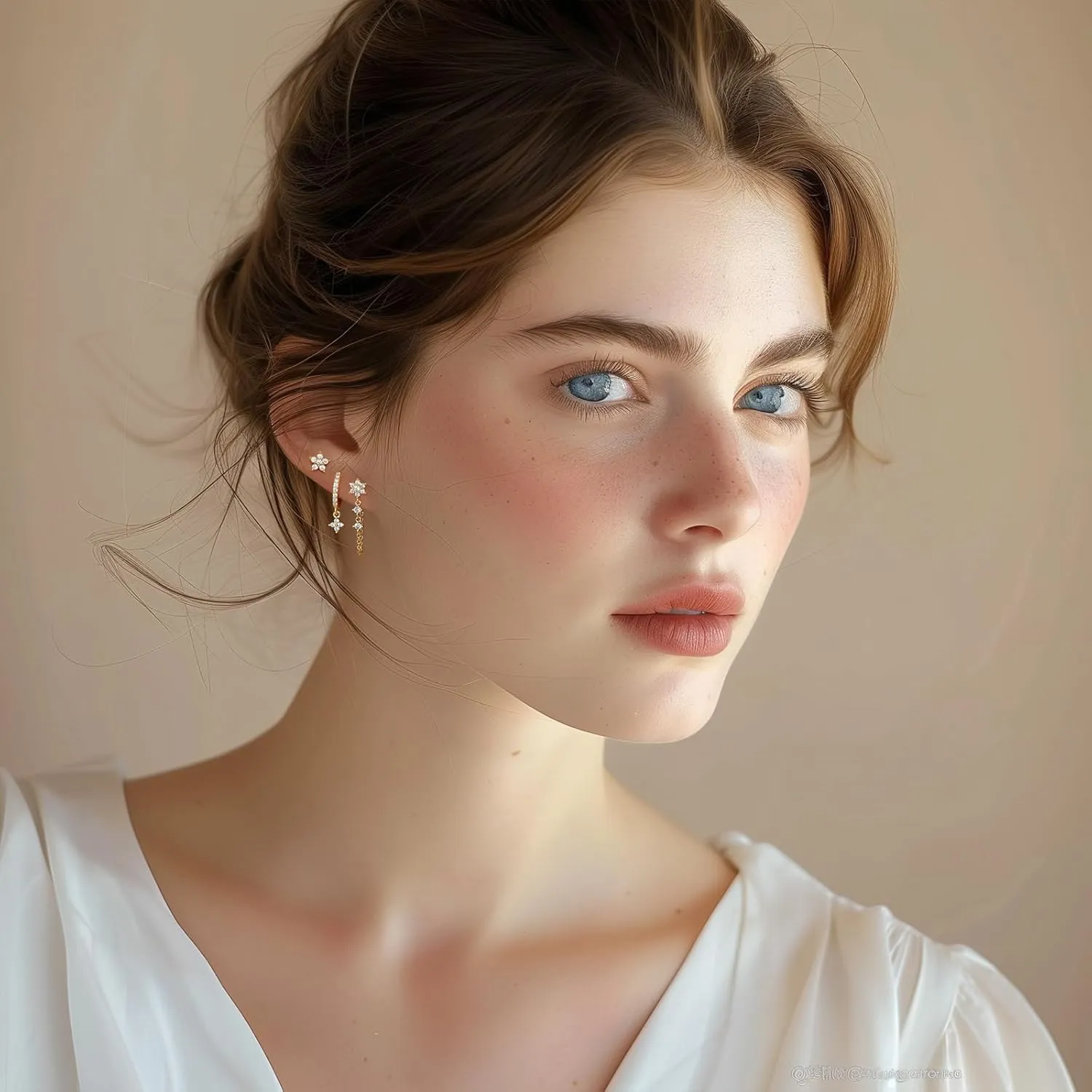 14K Gold Plated Flower Hoop Earrings for Women, Hypoallergenic CZ Stud and Dangle Hoop Earrings, Gold Earring Stacks, Dainty Jewelry Gift for Mom/Wife