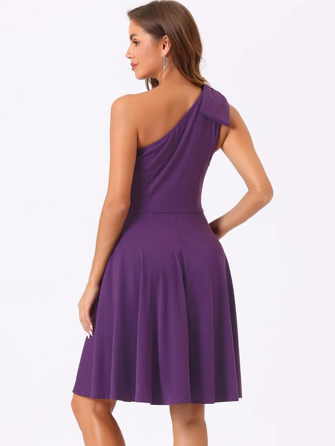 Allegra K Evening Cocktail Dress for Women's Party Elegant Flared One Shoulder Formal Dresses