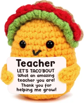 Appreciation Gifts for Teacher Women, Funny Teachers Week Day Gifts Thank You Teacher Birthday Easter Christmas Graduation Leaving Farewell Last Day of School Valentines Small Handmade Crochet Taco