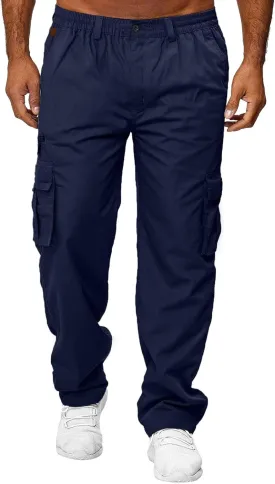 Cargo Work Pants for Men Classic-Fit Ripstop Lightweight Trousers Casual Tactical Hiking Bottom Pant Multi-Pockets