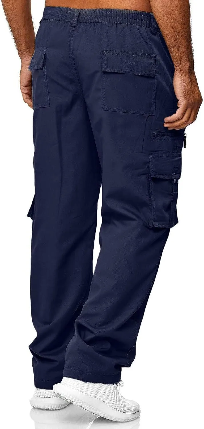 Cargo Work Pants for Men Classic-Fit Ripstop Lightweight Trousers Casual Tactical Hiking Bottom Pant Multi-Pockets