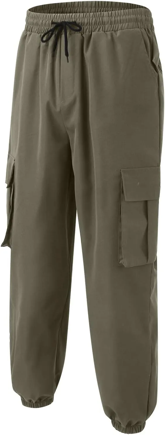 Cargo Work Pants for Men Classic-Fit Ripstop Lightweight Trousers Casual Tactical Hiking Bottom Pant Multi-Pockets