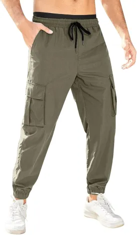 Cargo Work Pants for Men Classic-Fit Ripstop Lightweight Trousers Casual Tactical Hiking Bottom Pant Multi-Pockets