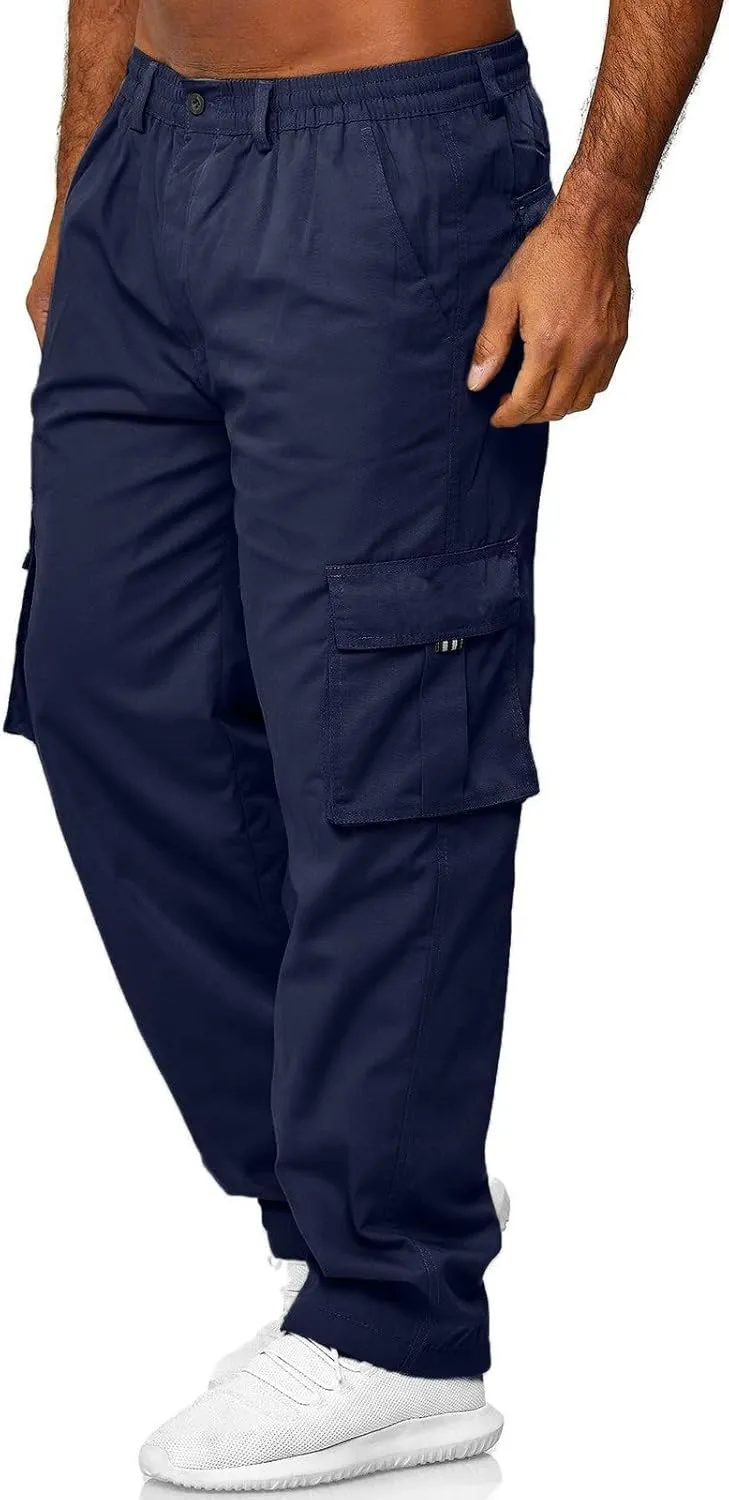 Cargo Work Pants for Men Classic-Fit Ripstop Lightweight Trousers Casual Tactical Hiking Bottom Pant Multi-Pockets