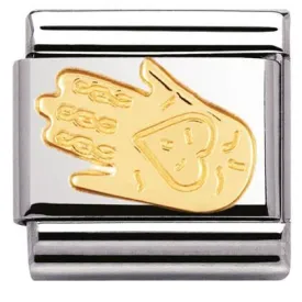 Classic S/steel, bonded yellow gold Hebraic hand