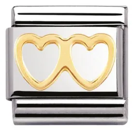 Classic S/steel,bonded yellow gold Double Heart