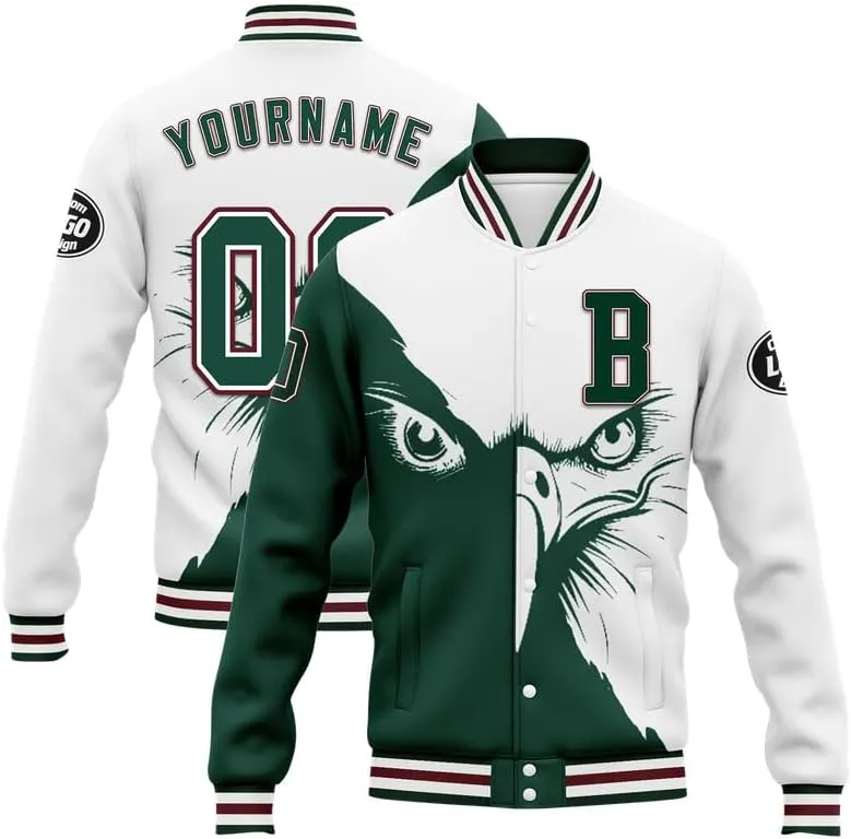 Custom Varsity Jacket  Bold American Eagle Bomber with Team Name, Logo, and Number  Patriotic Baseball Jacket