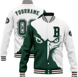 Custom Varsity Jacket  Bold American Eagle Bomber with Team Name, Logo, and Number  Patriotic Baseball Jacket