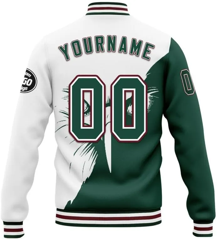 Custom Varsity Jacket  Bold American Eagle Bomber with Team Name, Logo, and Number  Patriotic Baseball Jacket
