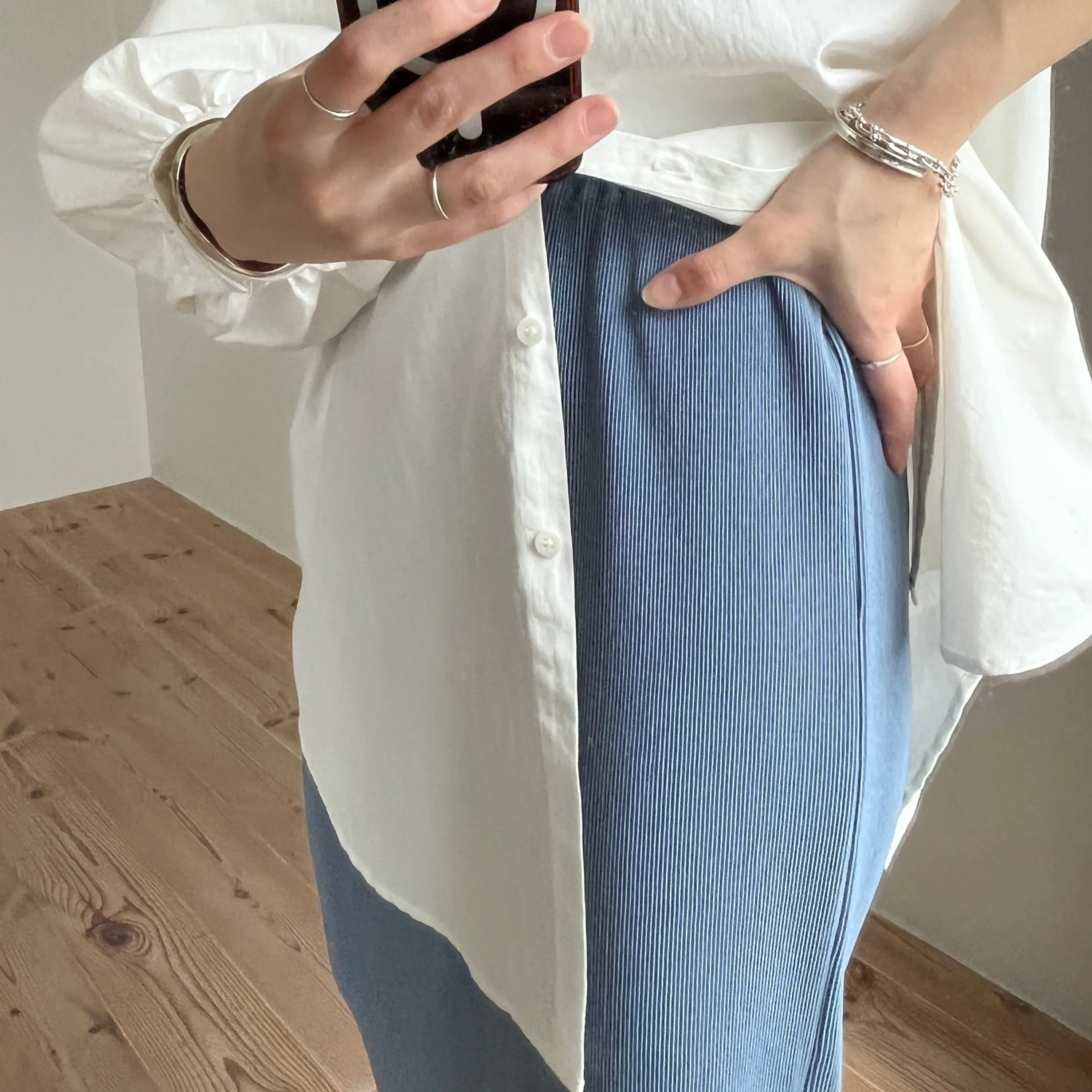 daily daily super stretch pleats skirt / blue