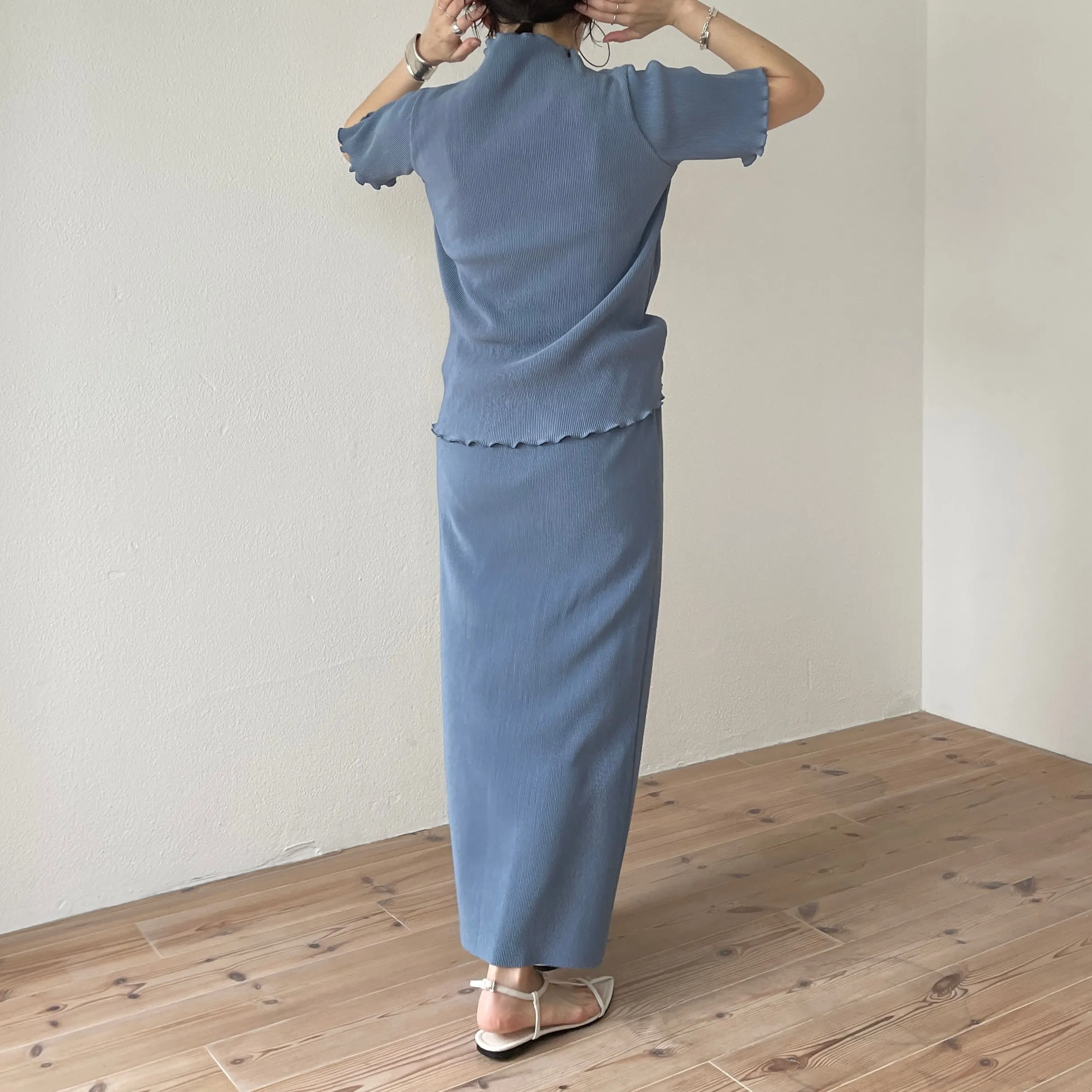 daily daily super stretch pleats skirt / blue