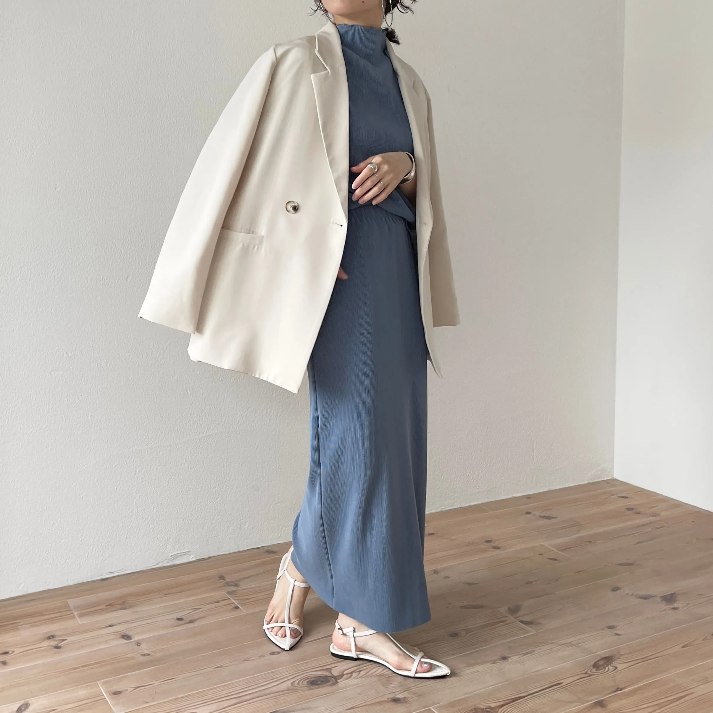 daily daily super stretch pleats skirt / blue