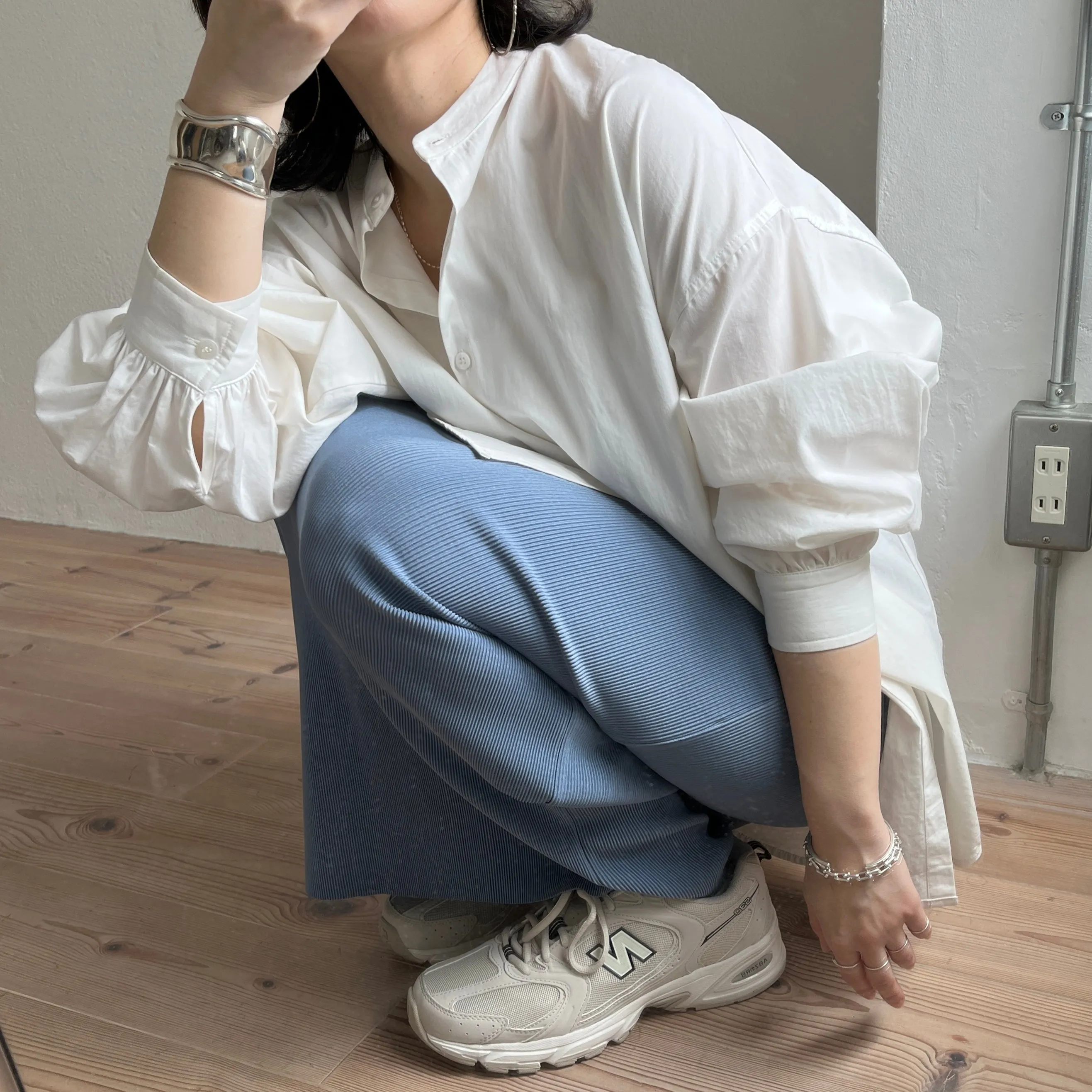 daily daily super stretch pleats skirt / blue