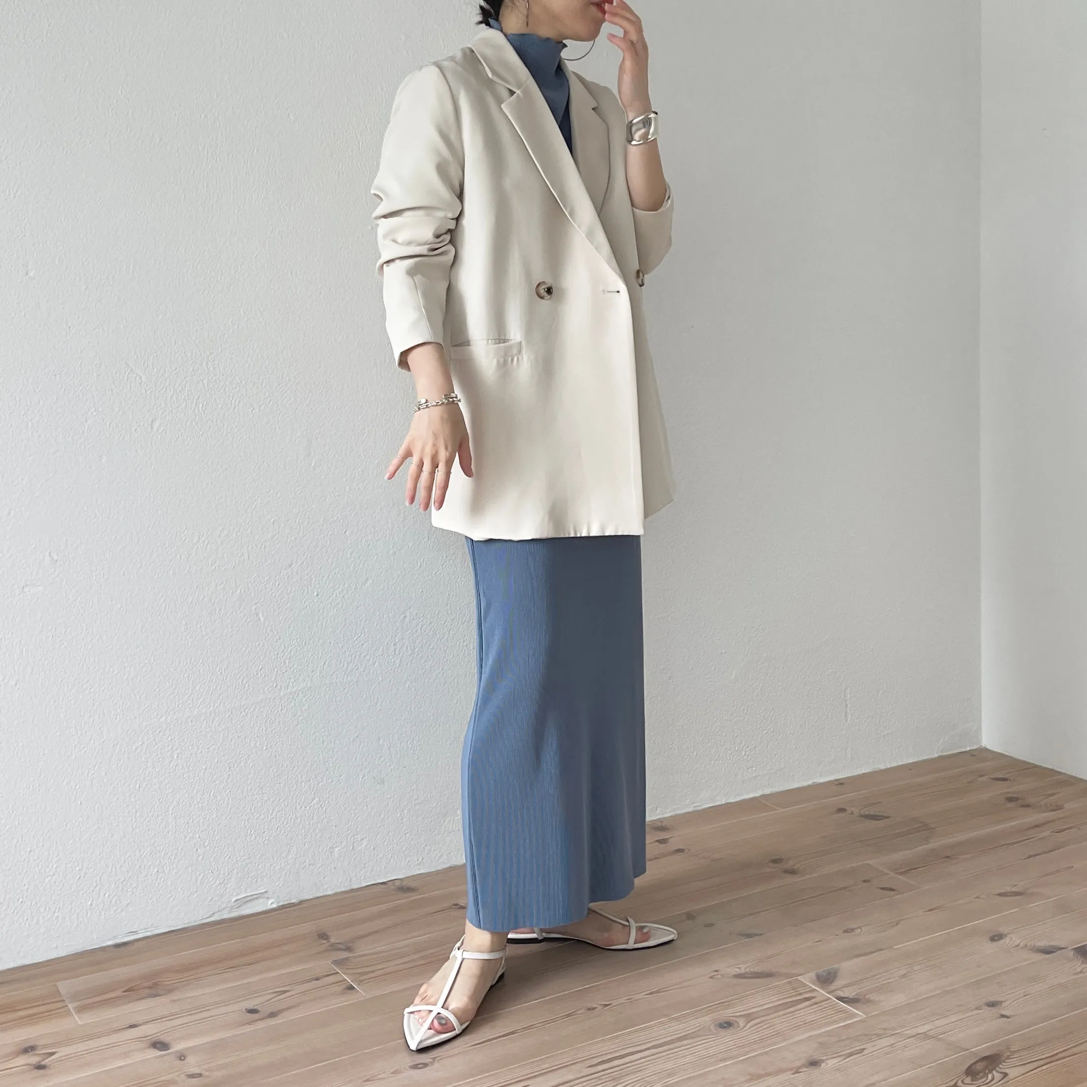 daily daily super stretch pleats skirt / blue