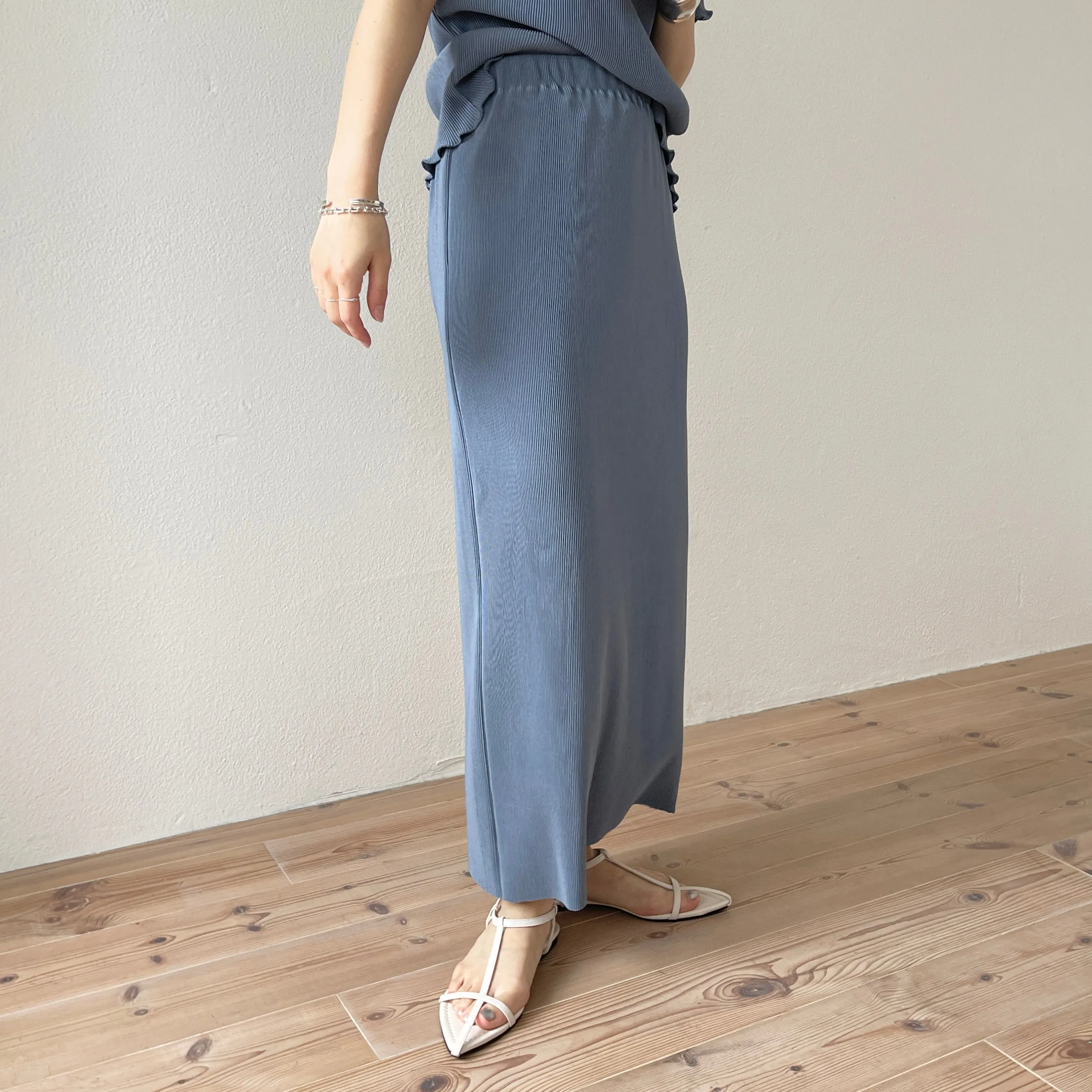 daily daily super stretch pleats skirt / blue