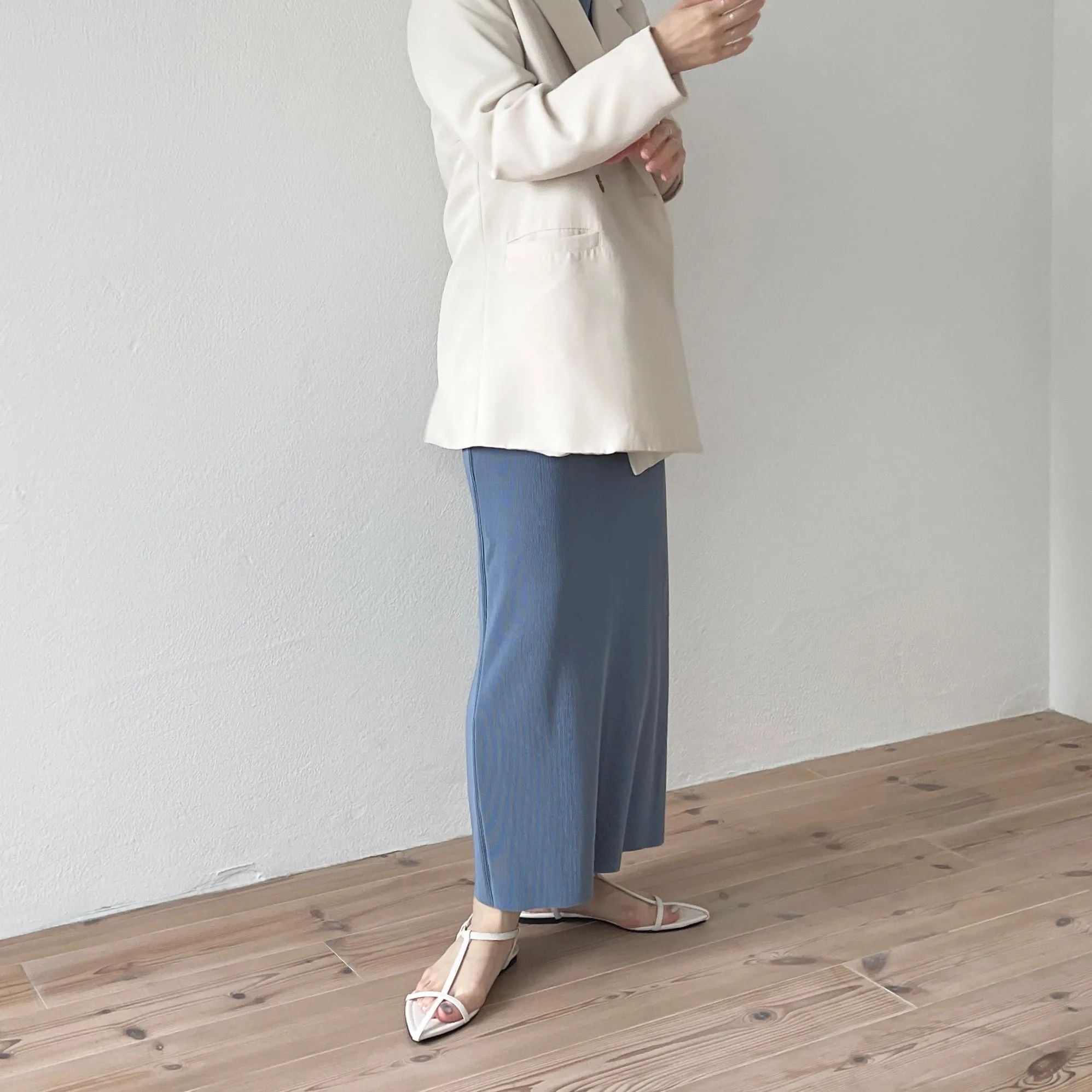daily daily super stretch pleats skirt / blue