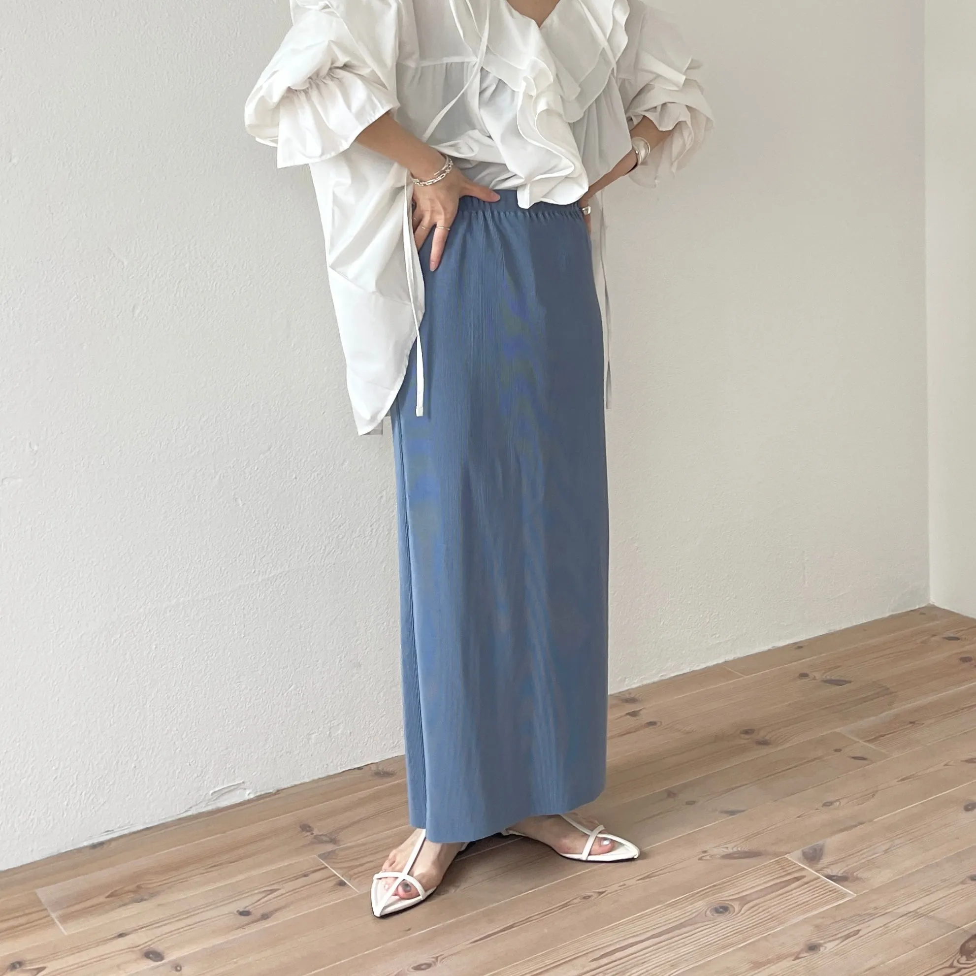 daily daily super stretch pleats skirt / blue