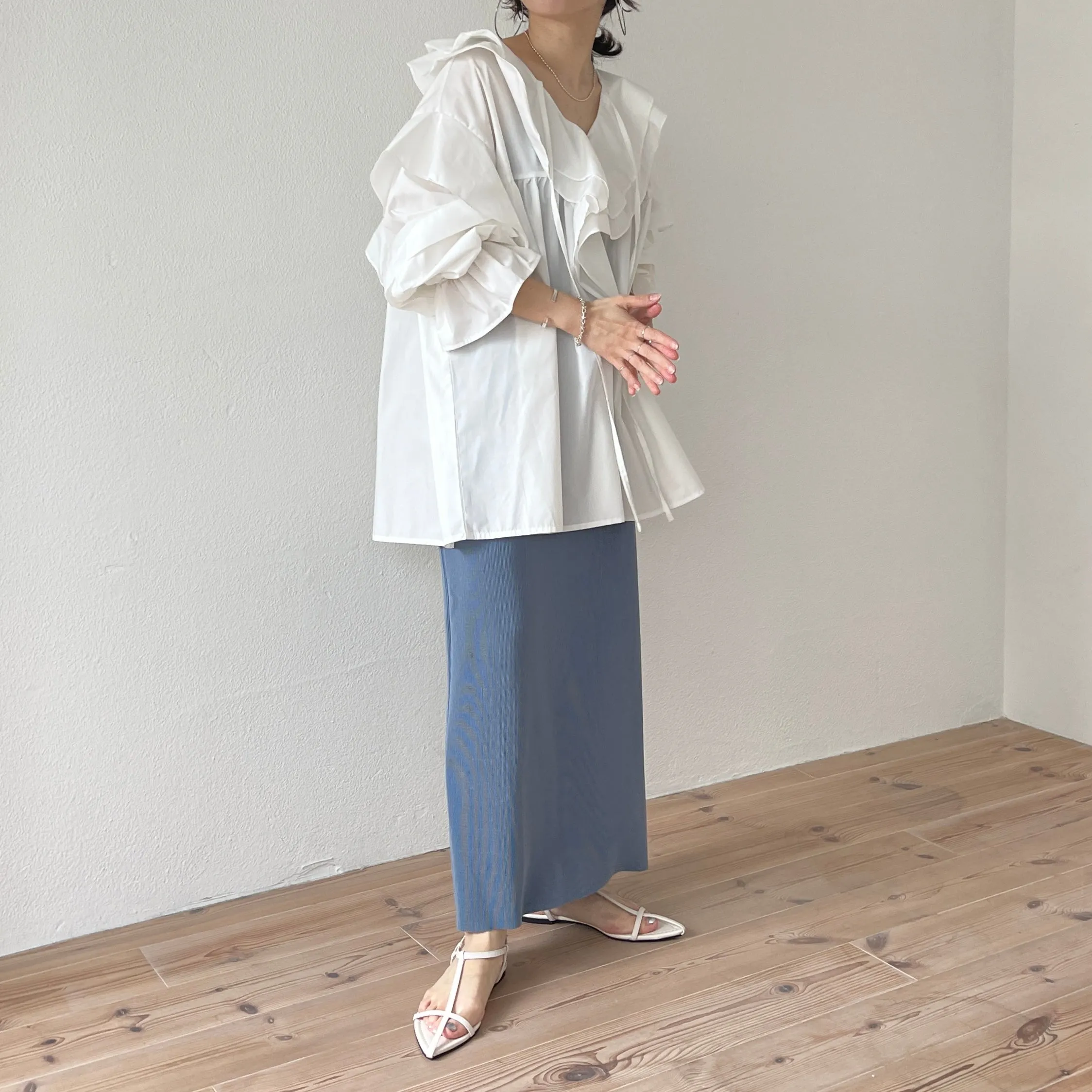 daily daily super stretch pleats skirt / blue
