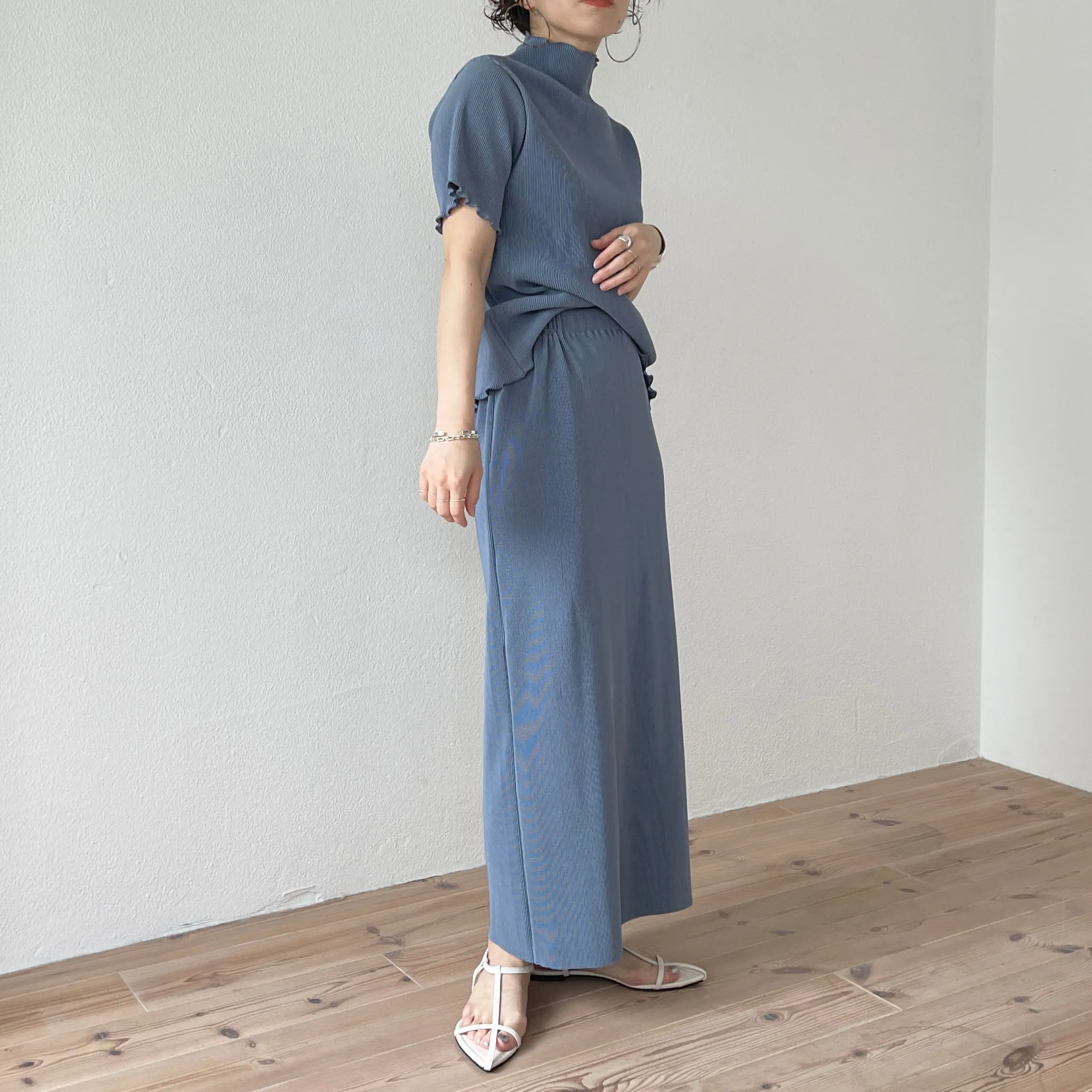 daily daily super stretch pleats skirt / blue