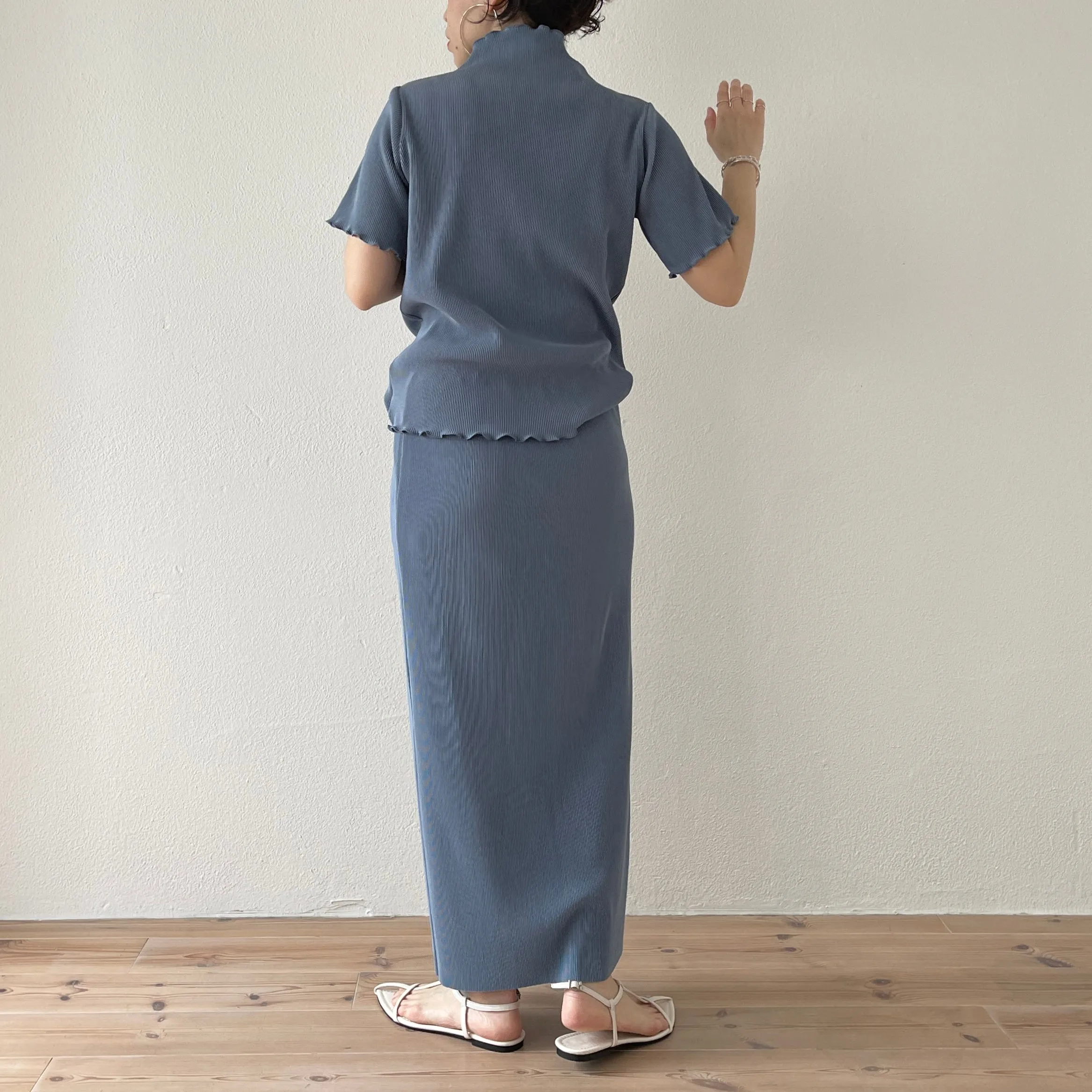 daily daily super stretch pleats skirt / blue