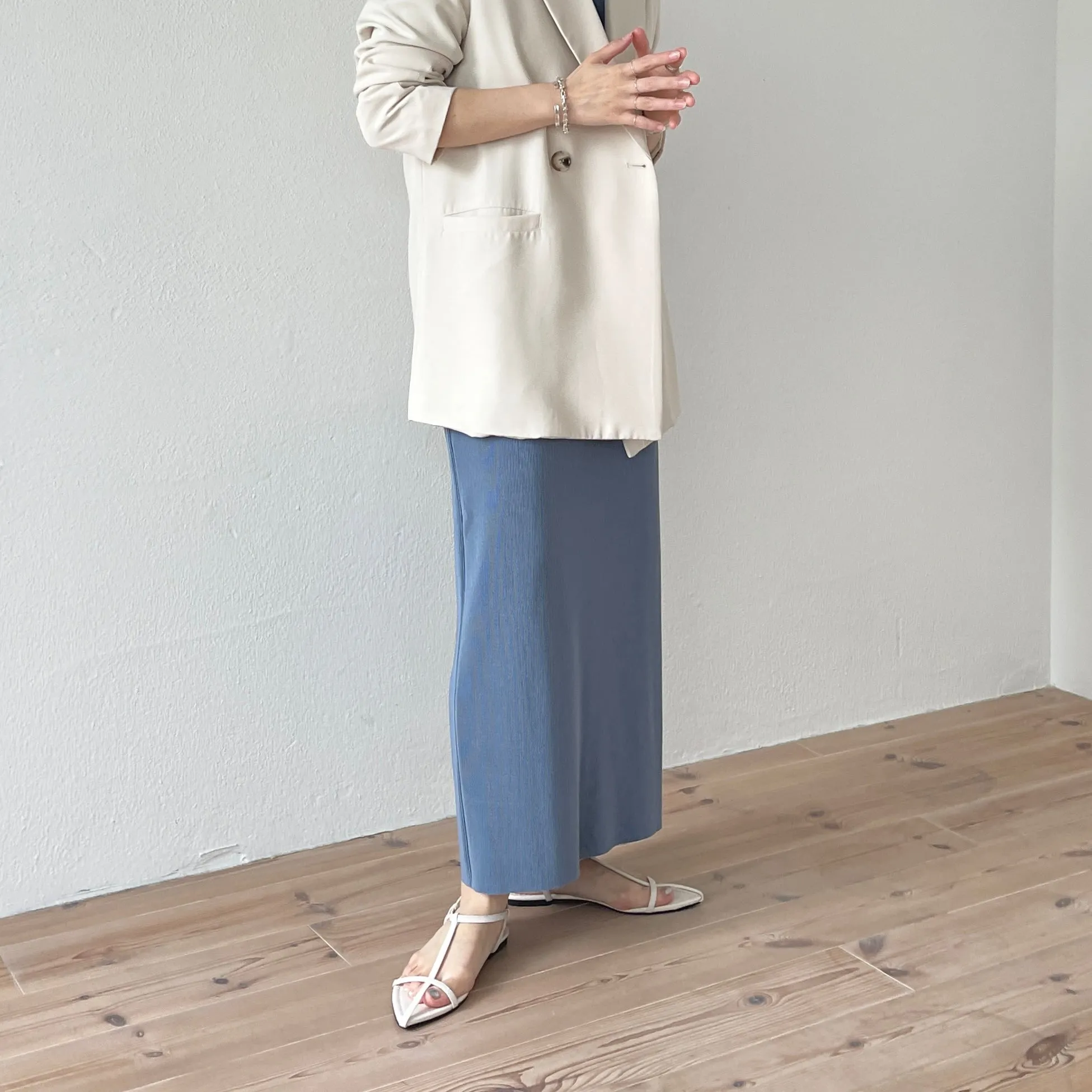 daily daily super stretch pleats skirt / blue