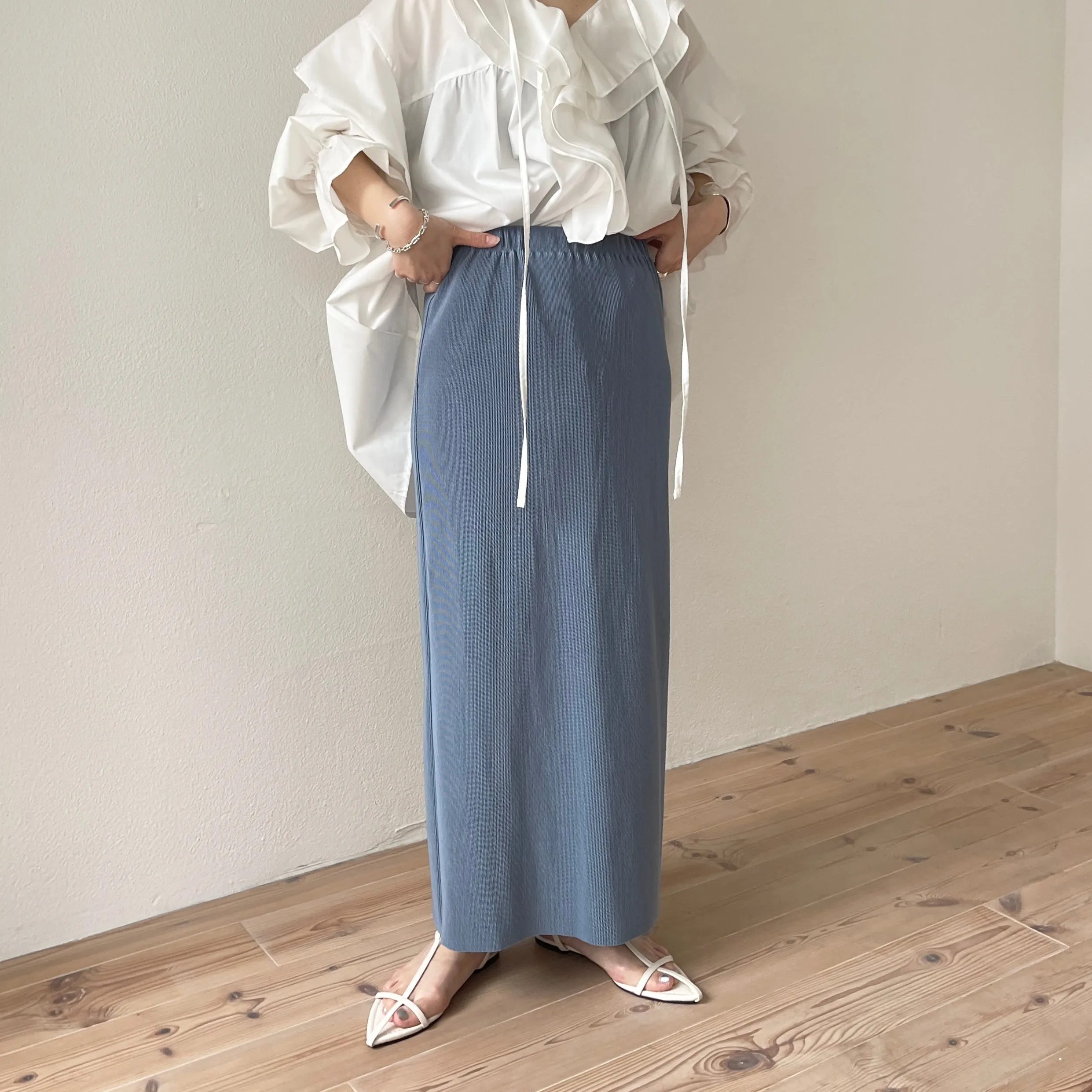 daily daily super stretch pleats skirt / blue
