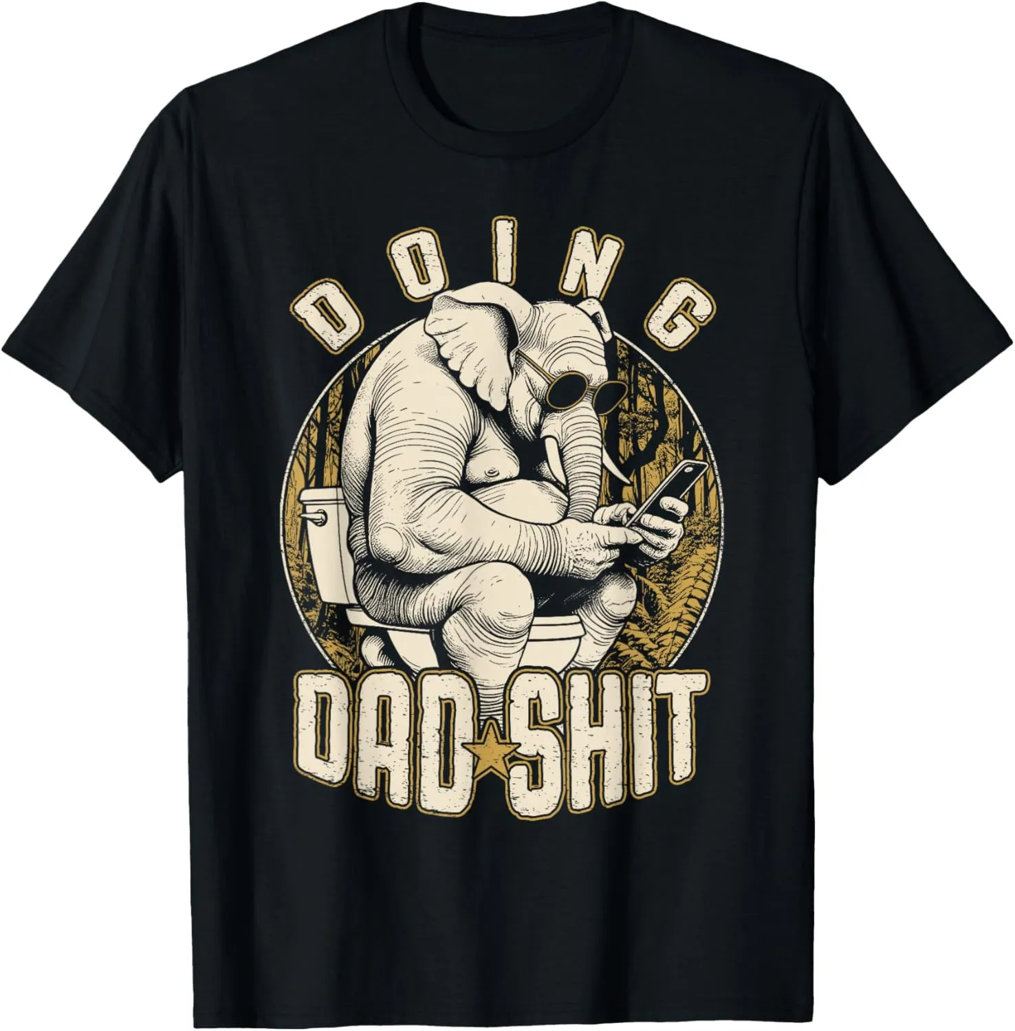 Doing Dad Shit Funny Fathers Day Elephant Toilet Vintage T-Shirt