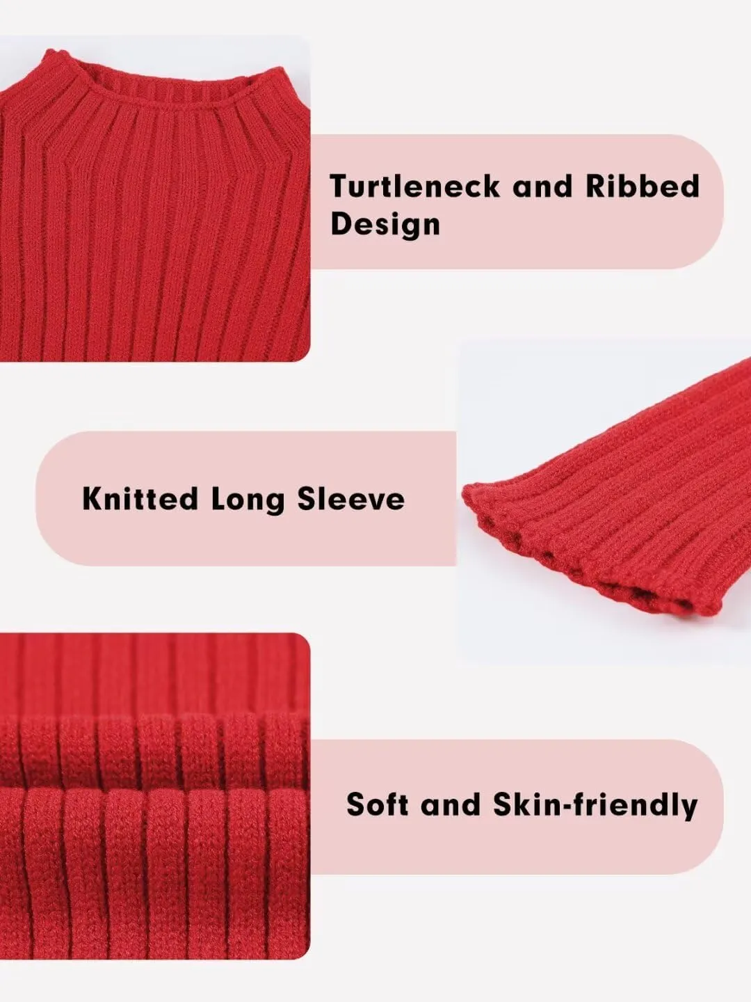 Girls Turtleneck Sweater Kids Casual Long Sleeve Knitted Slim Fit Pullover Tops 7-15 Years