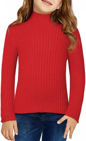 Girls Turtleneck Sweater Kids Casual Long Sleeve Knitted Slim Fit Pullover Tops 7-15 Years