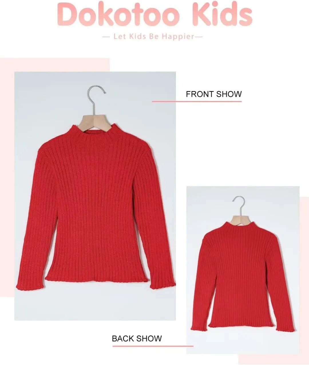 Girls Turtleneck Sweater Kids Casual Long Sleeve Knitted Slim Fit Pullover Tops 7-15 Years