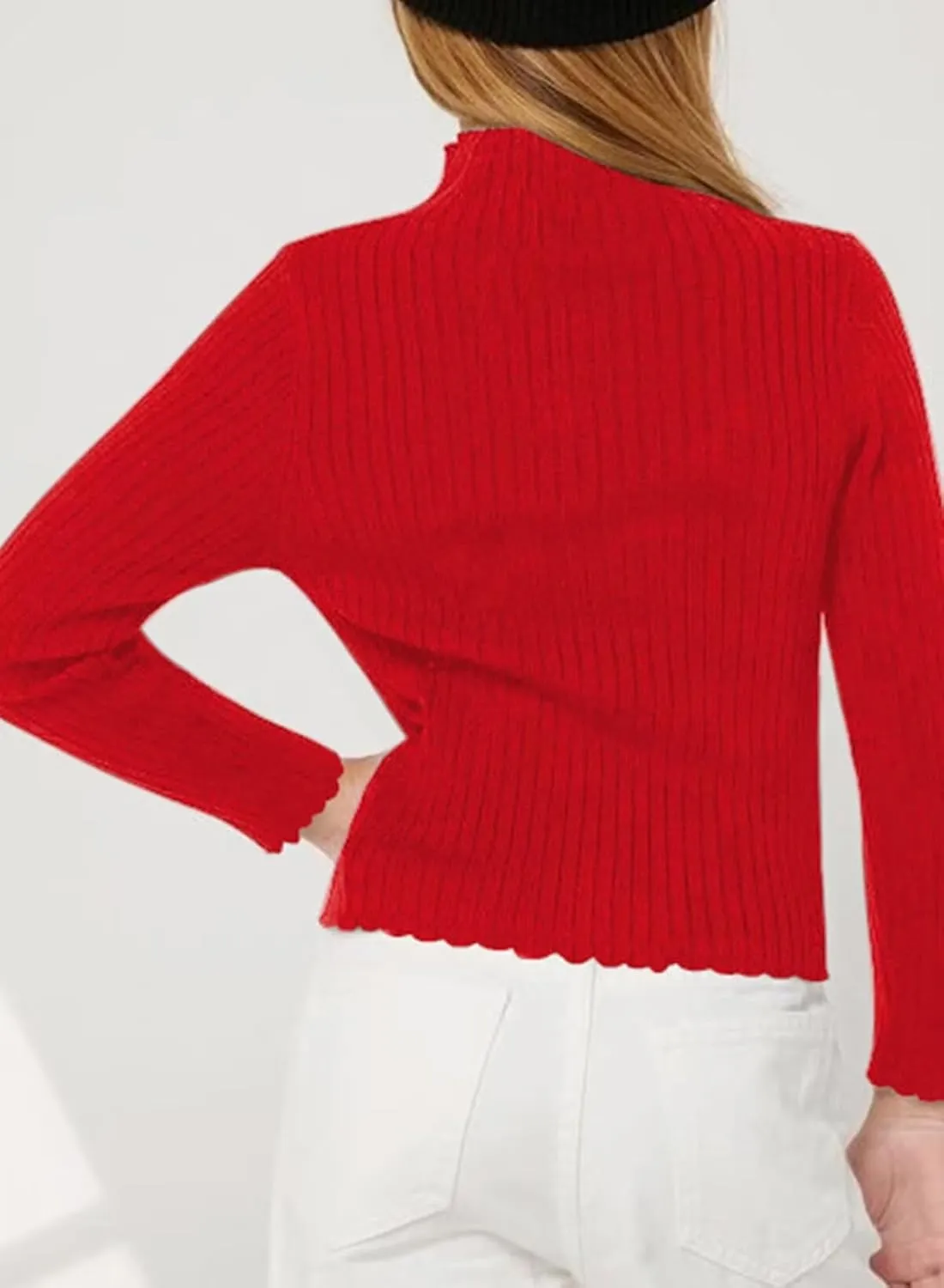 Girls Turtleneck Sweater Kids Casual Long Sleeve Knitted Slim Fit Pullover Tops 7-15 Years