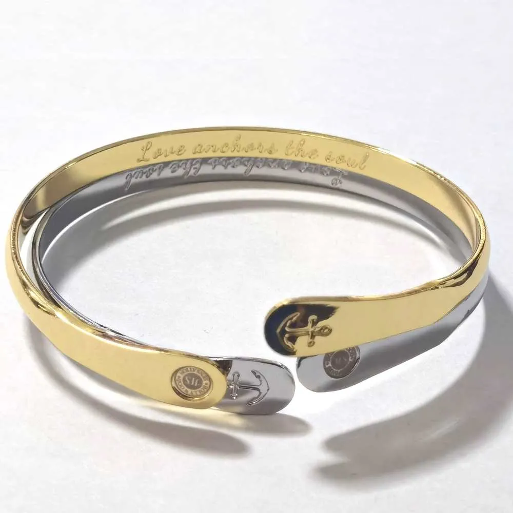 Gold Anchor Bracelet Engraved Bracelets Love Anchors the Soul Anchor Bracelet Women