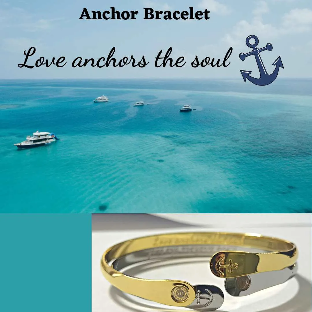 Gold Anchor Bracelet Engraved Bracelets Love Anchors the Soul Anchor Bracelet Women
