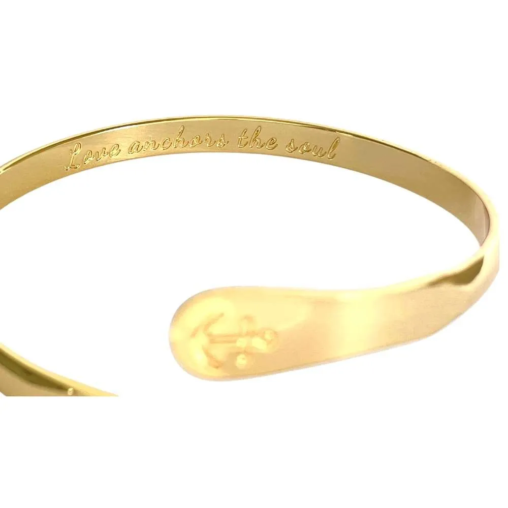Gold Anchor Bracelet Engraved Bracelets Love Anchors the Soul Anchor Bracelet Women