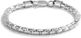 H&Beautimer Punk Men Box chain Bracelet 925 Sterling Silver 4.5mm-6.5 "7 "7.5" 7.5" 8" 8.5" 9" Solid Cuff Chain Bangle Link For Boys Fashion Jewelry Gift