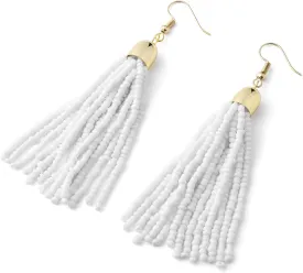 Handmade Beaded Tassel Earrings - Boho Drop Fringe Earrings for Women, Native American Indian Earrings