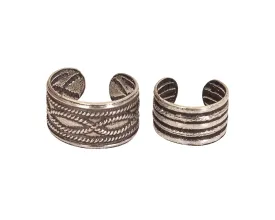 Handmade Silver 2Pcs Ear Cuffs Non-Piercing Earrings, 925 Sterling Silver, Fake Cartilage Helix Non-Pierced Ear Clip on for Women, Trendy Tiny 2xWide Band Geometric Ear Wrap, By Miya Jewelry Creations