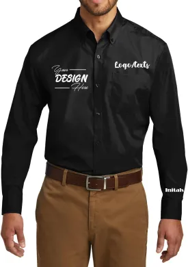 INK STITCH Men W100 Custom Personalized Embroidery Add Logo Texts Easy Care Long Sleeve Dress Buttondown Shirts