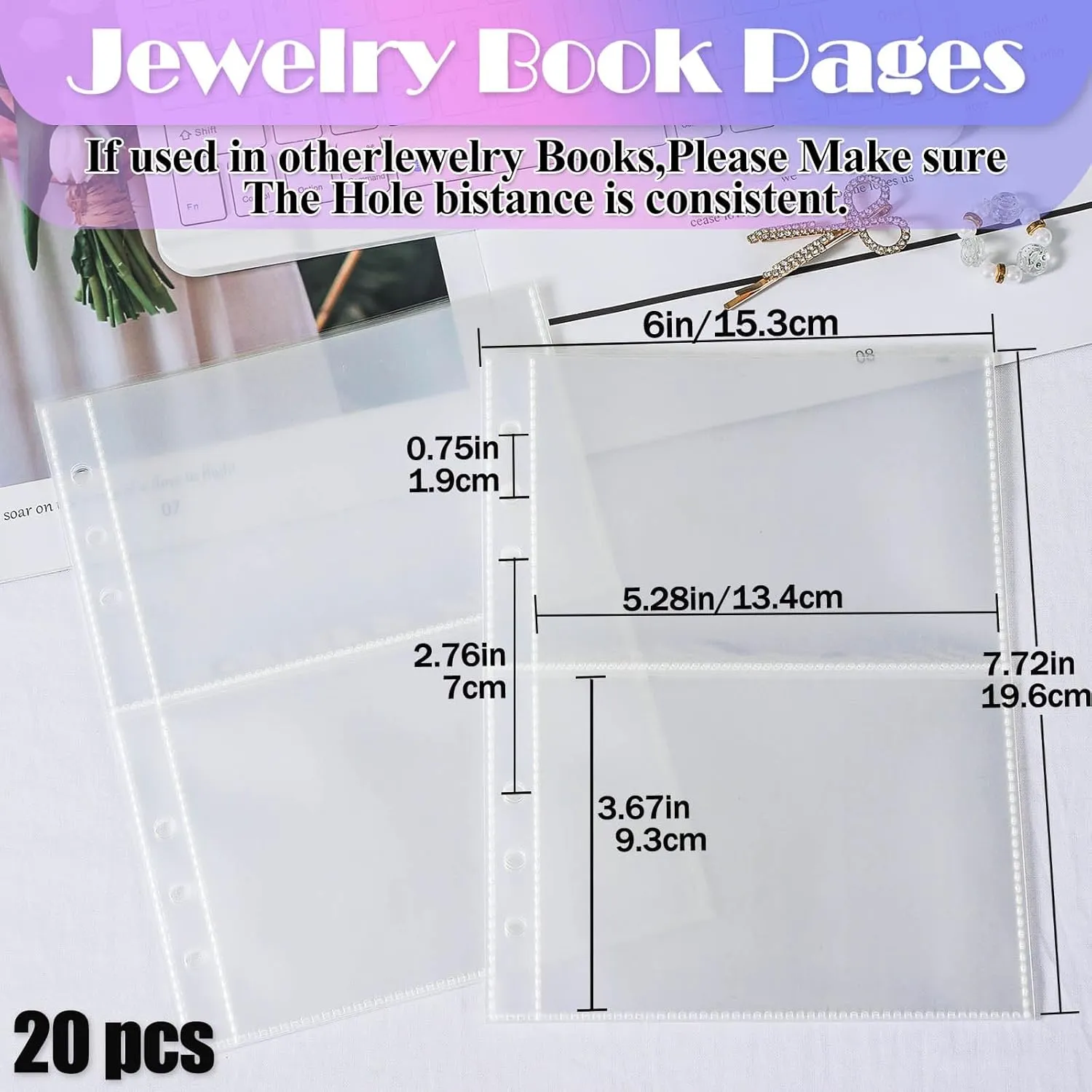 Jewelry Organizer Book Clear Refill Inner Pages for Earring Storage Book Grid Pages Jewelry Storage Book Refill Inner (20 Large Grid Pages for Jewelry Books)