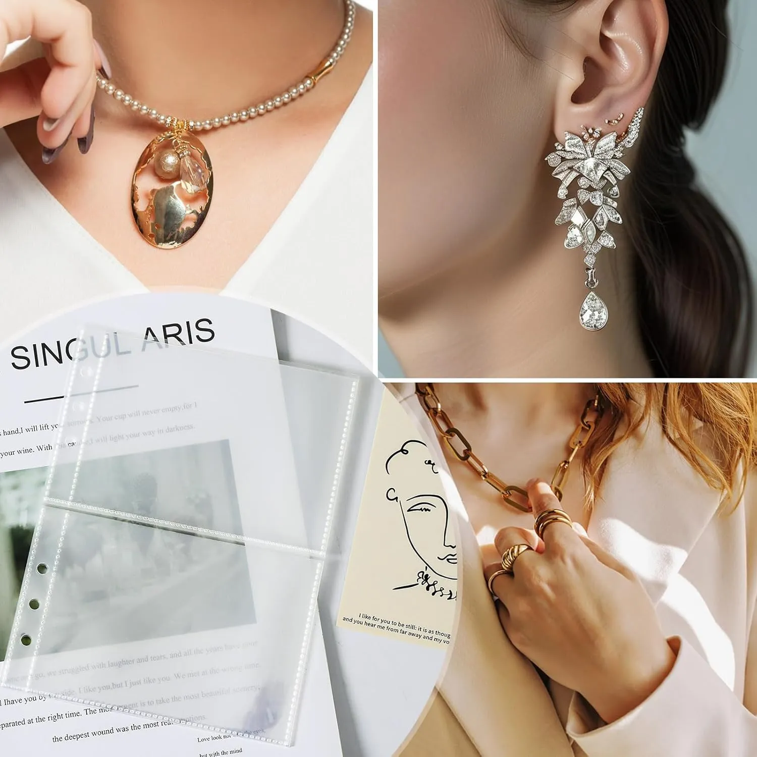 Jewelry Organizer Book Clear Refill Inner Pages for Earring Storage Book Grid Pages Jewelry Storage Book Refill Inner (20 Large Grid Pages for Jewelry Books)