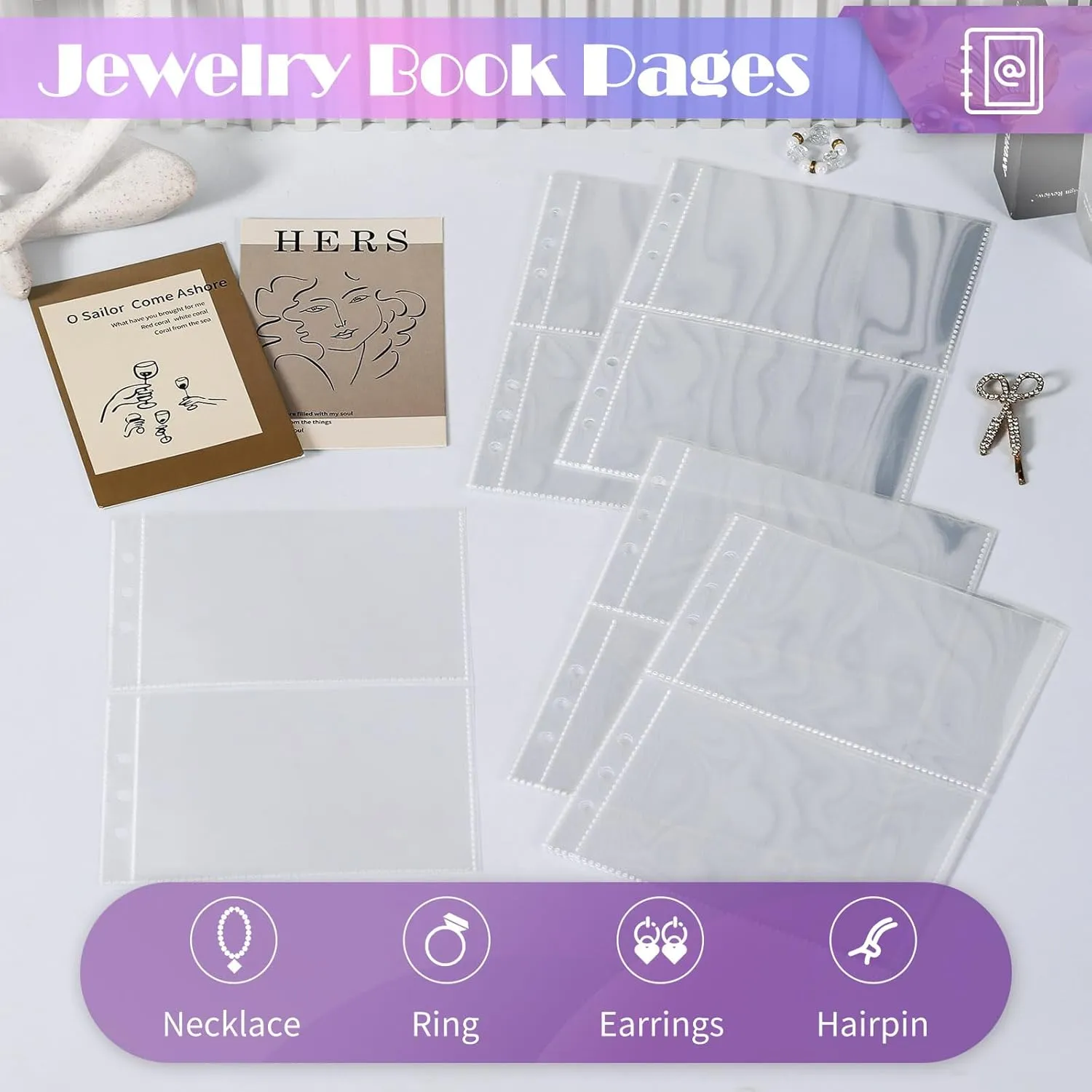 Jewelry Organizer Book Clear Refill Inner Pages for Earring Storage Book Grid Pages Jewelry Storage Book Refill Inner (20 Large Grid Pages for Jewelry Books)