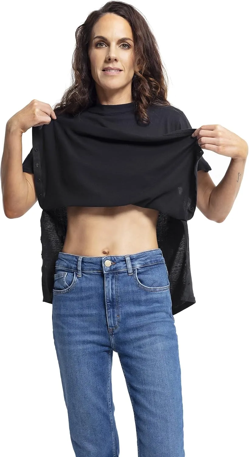 MAI Shoulder Surgery Shirts for Women - Soft Fabric Tear Away Shirt with Premium Snap, Chemo Shirts for Port Access