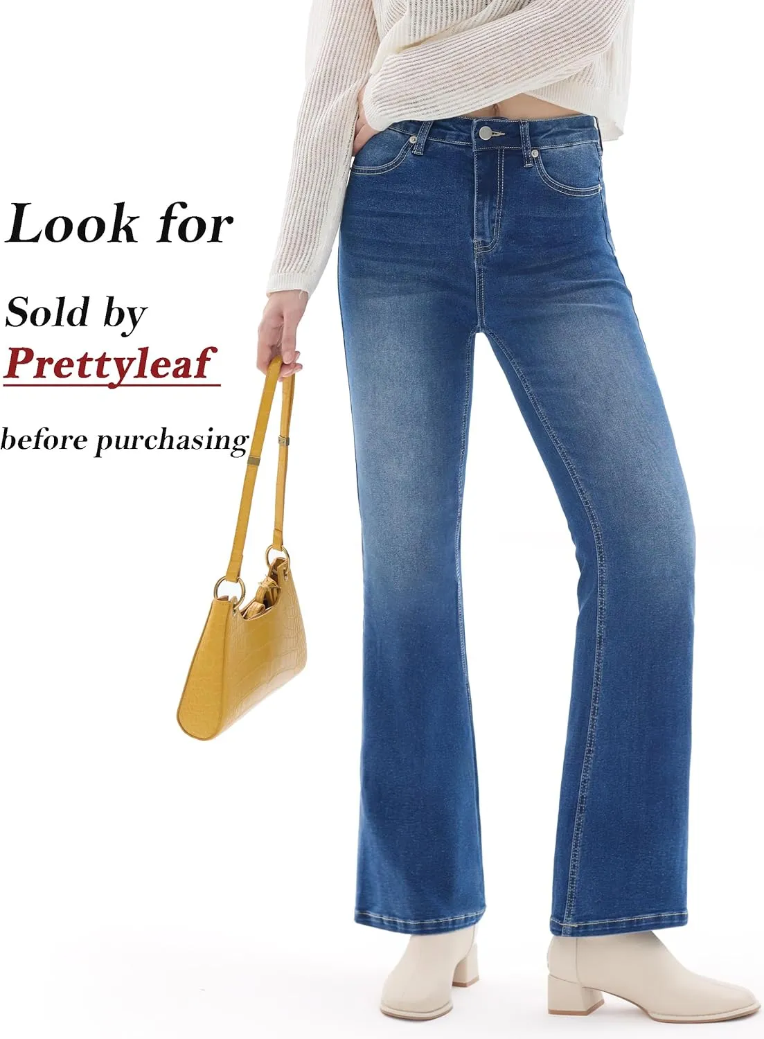Petite Women's 24"/26"/28"/30" Stretch Flare Jeans High Waisted Curvy Bootcut Denim Pants