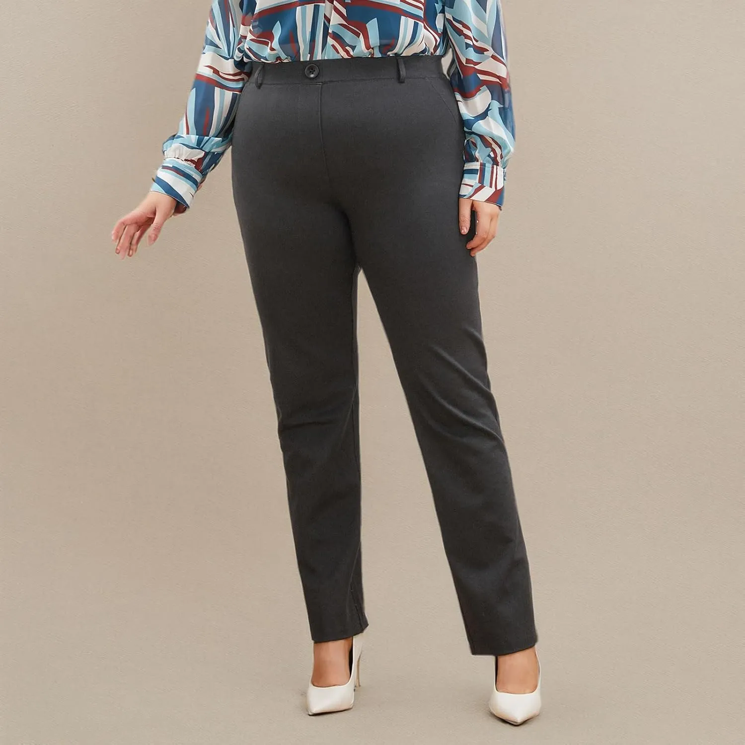 Plus Size Women's Straight-Leg Dress Pants - Slacks for Business Casual,Work Clothes for Office