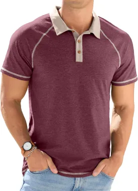 Sailwind Mens Short Sleeve Polo Shirts Cotton Golf Shirts Fashion Casual Raglan