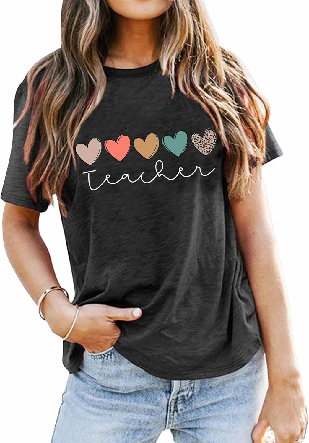 Teacher Shirt Women Teaching Wildflower Graphic Casual Short Sleeve Blouse Teacher Gifts Tops Tee