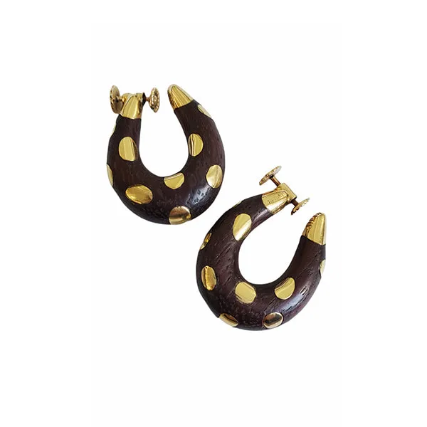 Tiffany and Co Wood and Gold Earrings