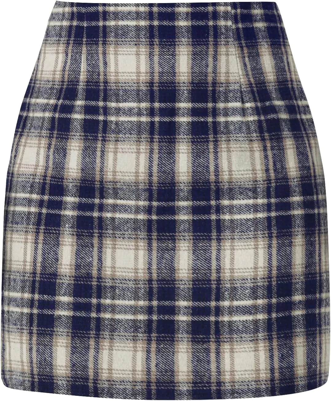 Women's Casual Plaid Skirt Zipper Side High Waisted Bodycon Mini Skirt