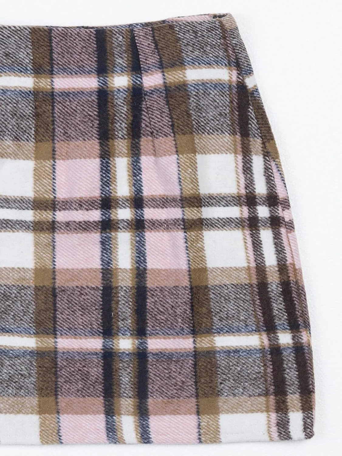 Women's Casual Plaid Skirt Zipper Side High Waisted Bodycon Mini Skirt